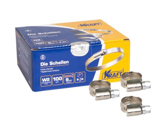 Хомут KRAFT 8-12 мм, нержавеющая сталь, уп. 100 шт. KT 880400 – изображение 3
