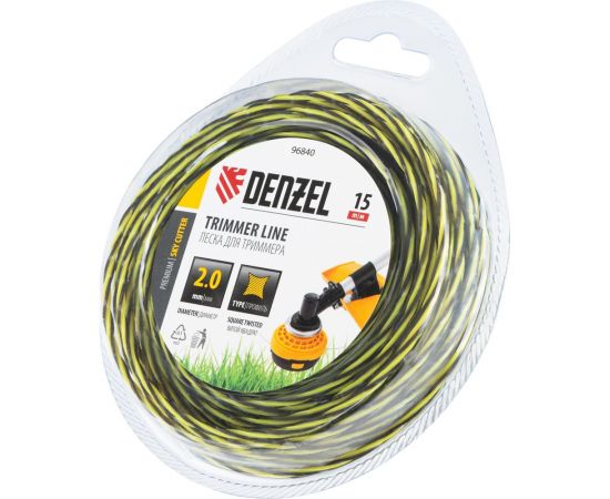 Леска двухкомпонентная для триммера SkyCutter 2 мм, 15 м, блистер, витая квадратная Denzel 96840 – изображение 3