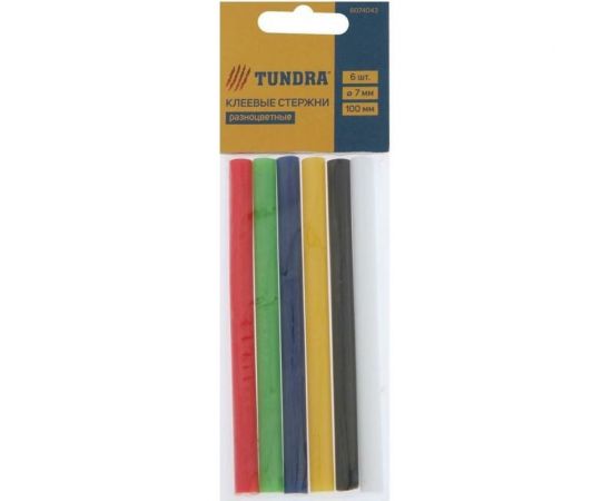 Клеевые стержни 7х100 мм, разноцветные, 6 шт ТУНДРА 6074043 – изображение 3
