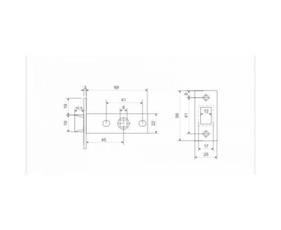 Защелка Аллюр L45-8-P SN (матовый никель; пластик; торцевая планка 25 мм; без ручек) 12333 – изображение 2