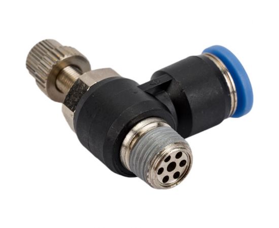 Фитинг-дроссель (пневмодроссель) угловой с наружной резьбой M1/8" SHPI SC 06-01 – изображение 2