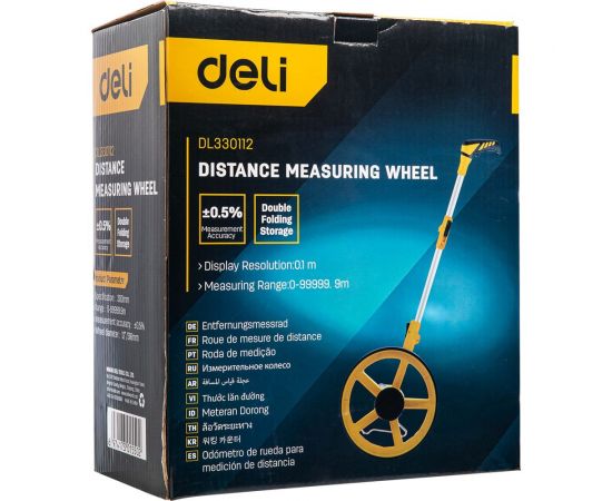 Измерительное колесо с механическим счетчиком DELI DL330112 300 мм, точность +/- 0.5, значение деления 0.1 мм, складная конструкция 104527 – изображение 3