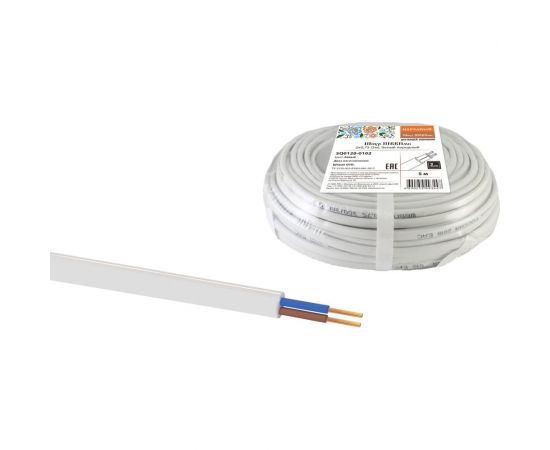 Шнур TDM ШВВПмб 2х0,75 5м, белый Народный SQ0120-0102 