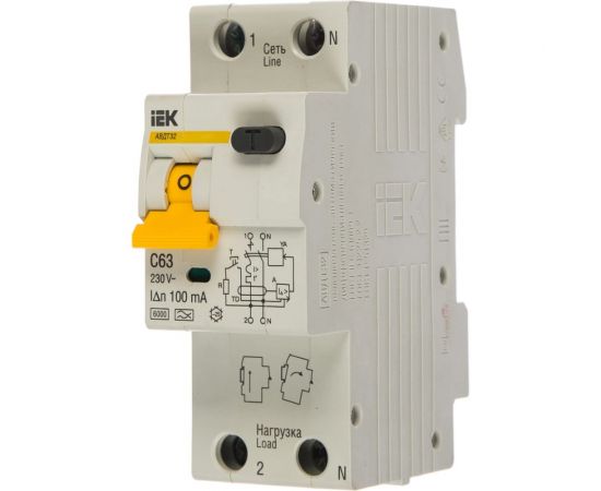 Автоматический выключатель дифференциального тока IEK АВДТ-32 1п+N C63 100мА 9880819 