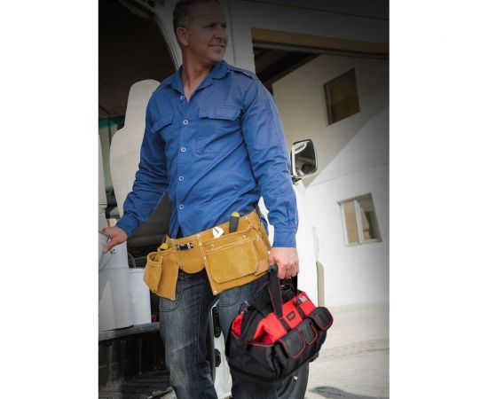 Сумка для инструментов с жестким пластиковым дном DELI dl430318 430x200x290 мм, 14 карманов, плечевой ремень, ткань Оксфорд 1680d 111106 – изображение 6