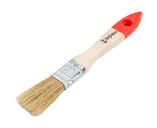 Плоская кисть Петрович 20 мм, натуральная щетина, деревянная лакированная ручка 4100000193 – изображение 3