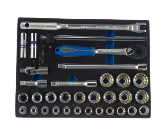 Набор торцевых головок 1/2"" с принадлежностями KING TONY двенадцатигранные, ложемент, 33 предмета 9-4233MRV04 – изображение 2