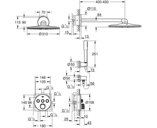 Душевая система с гарнитуром и верхним душем GROHE GRT SmartControl 00000065768 – изображение 2