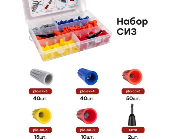 Набор СИЗ EKF (СИЗ-1 40шт, СИЗ-2 40шт, СИЗ-3 50 шт, СИЗ-4 15шт, СИЗ-5 10шт, Бита-2шт) PROxima plc-cc-n – изображение 2