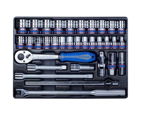 Набор торцевых головок 1/2"" с принадлежностями KING TONY двенадцатигранные, ложемент, 33 предмета 9-4233MRV04 – изображение 3