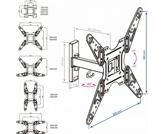 TV кронштейн Kromax OPTIMA 413 black 29010 – изображение 4