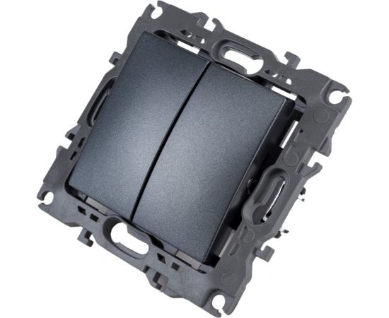 Двойной выключатель ЭРА 12-1104-12 10АХ-250В, IP20, 12, графит Б0019287 – изображение 2