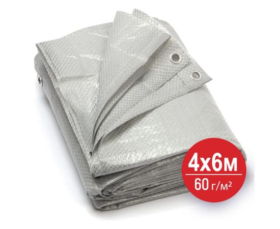 Тент универсальный укрывной 4x6 м, полипропилен 60 г/м2, с люверсами ООО Миротент ЦБ-00033419 
