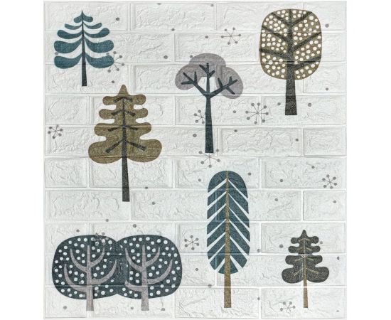 3D панель мягкая самоклеящаяся LAKO Лес (белый кирпич; 70х77 см) LKD-87-04-18 