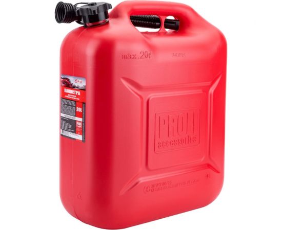 Канистра 20 л, красная для топлива в комплекте с крышкой и лейкой 3ton 55299 