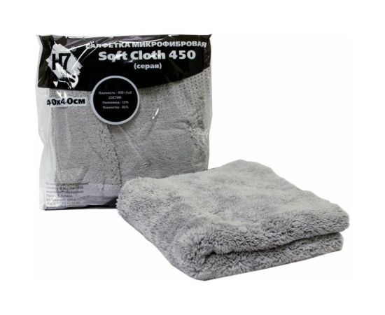 Салфетка микрофибровая H7 Soft Cloth 450 40х40см серая 382598 