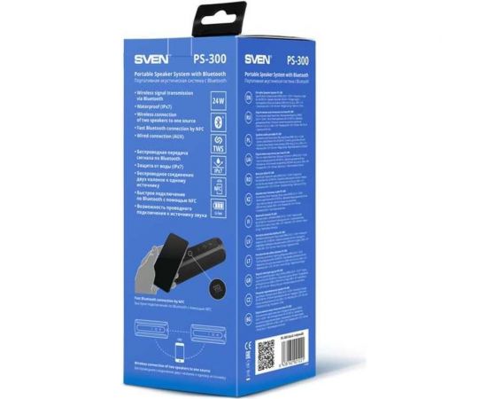 Портативная колонка SVEN АС PS-300 черная, 24 Вт, Waterproof (IPx7), TWS, Bluetooth, 2000 мА*ч SV-021221 – изображение 4