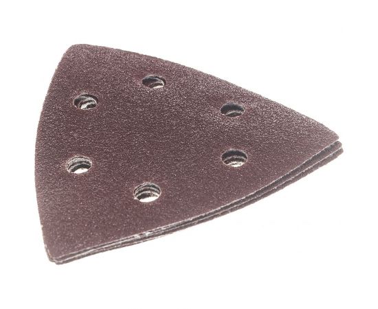 Универсальный шлифовальный треугольник STAYER на велкро основе 6 отверстий Р80 93x93x93 мм 5 шт. 35460-080 – изображение 2