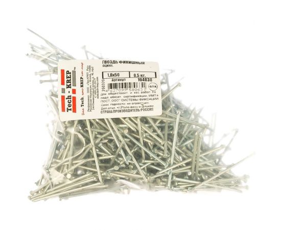 Финишный оцинкованный гвоздь 1.8х50, 0.5кг (485 шт.) - пакет Tech-Krep 104838 – изображение 2