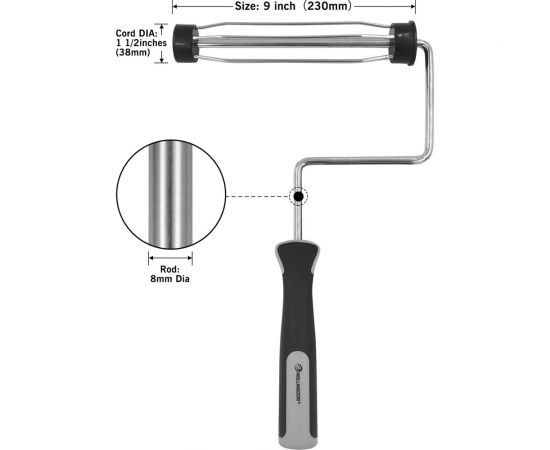 Бюгель ручка для валика DETAIL PRO 230 мм, каркас 38 мм, диаметр стали 8 мм, подшипниковая система Rollingdog 30058 – изображение 2