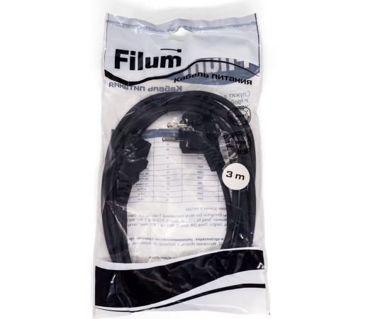 Кабель питания Filum cee 7/7-с13, 3x0.5мм?, 220в, 6a, чёрный, 3м FL-PC6-EU-C13-3M – изображение 2