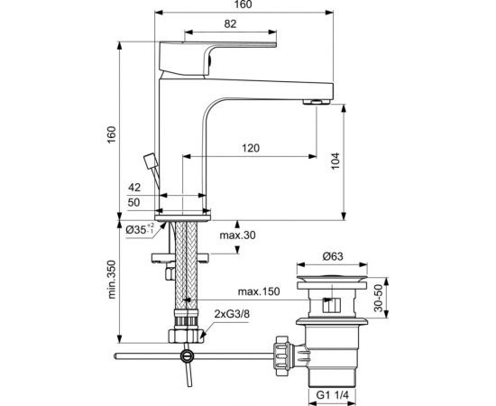 Набор 3в1: смеситель для душа и умывальника, душевой гарнитур IDEAL STANDARD ESLA BC264AA Set 00000077899 – изображение 6
