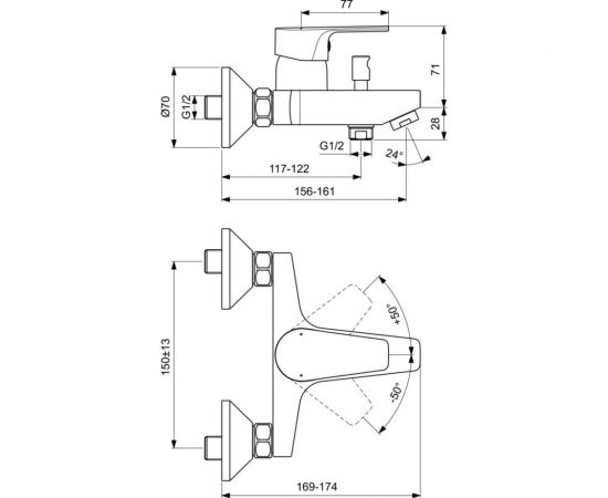 Набор 3в1: смеситель для душа и умывальника, душевой гарнитур IDEAL STANDARD ESLA BC264AA Set 00000077899 – изображение 5