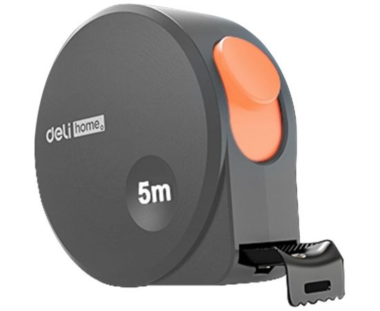 Рулетка DELI home series gray ht8519c 5мх19мм, эксклюзивный дизайн, корпус из софттач пластика, противоскользящая резиновая вставка, подарочная упаковка 112898 