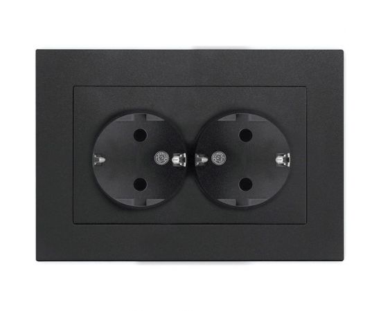 Двухместная розетка UNIVersal серия афина с/з, с/у, 16а, 220в, графит еврослот A0128-Gr 