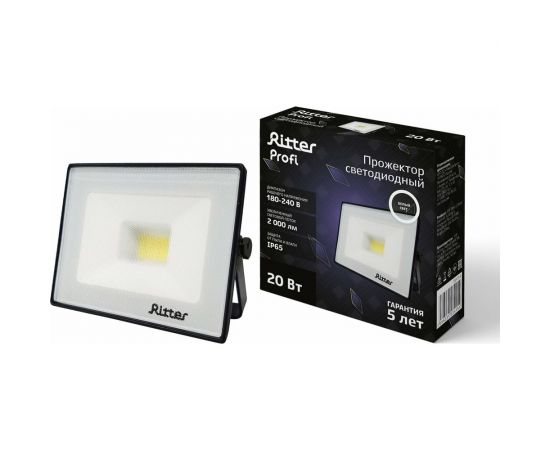 Светодиодный прожектор RITTER серия PROFI 230В 20 Вт 4000К 2000Лм IP65 черный 53415 4 