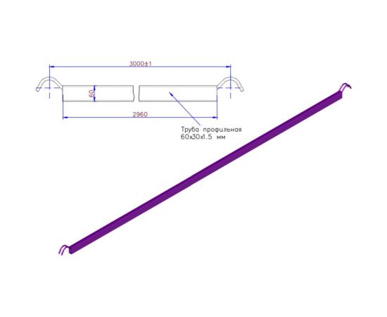Ригель настила ЛРС 3м Мега 751 