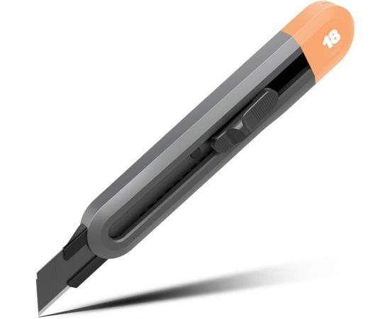 Технический нож DELI home series gray ht4018c сегментированное черное лезвие 18 мм, эксклюзивный дизайн, soft touch 112889 