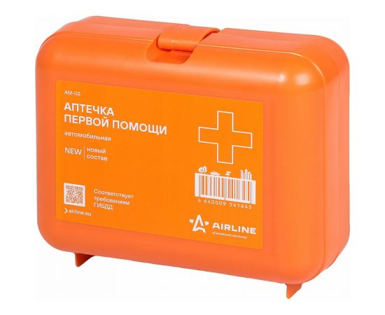 Автомобильная аптечка в пластиковом футляре Airline Соответствует требованиям ГИБДД AM-02 