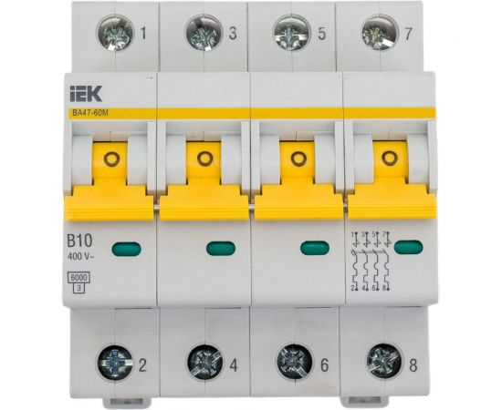 Автоматический выключатель IEK ВА47-60M 4Р 10А 6кА B MVA31-4-010-B 