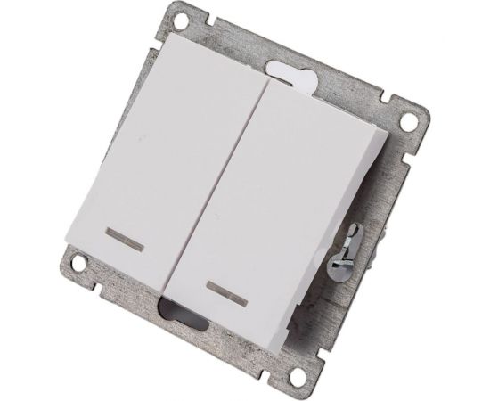 Двухклавишный выключатель UNIVersal с подсветкой серия афина, с/у, 10а, 220в, белый еврослот A0123 