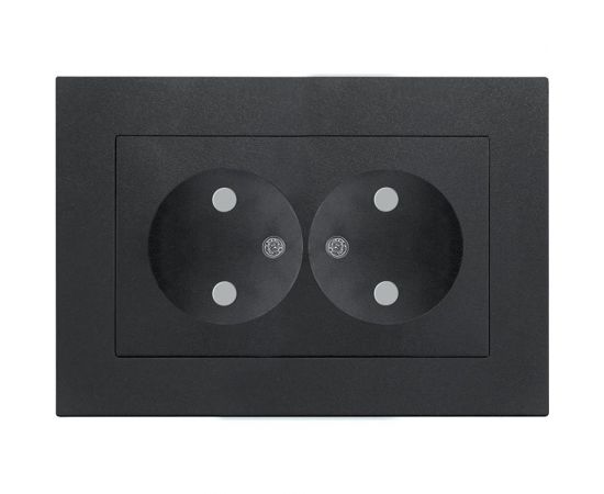 Двухместная розетка UNIVersal серия афина, без заземления, защитные шторки, скрытой установки, 16а, 220в, графит, еврослот A0048-Gr 