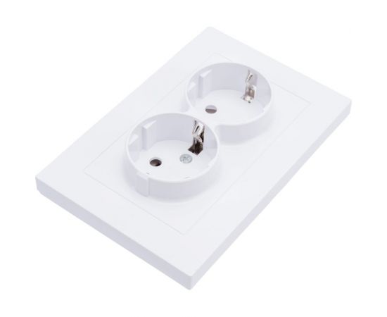 Двухместная розетка UNIVersal серия афина с/з, с/у, 16а, 220в, белая еврослот A0128 