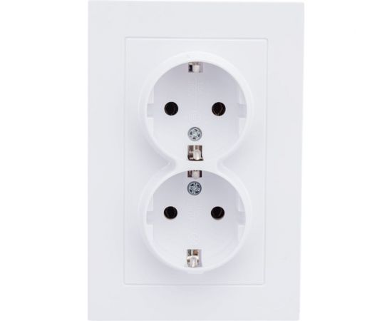 Двухместная розетка UNIVersal серия афина с/з, с/у, 16а, 220в, белая еврослот A0128 – изображение 2