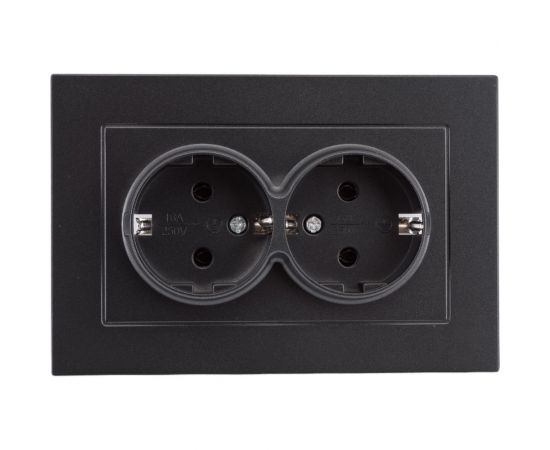 Двухместная розетка UNIVersal серия афина с/з, с/у, 16а, 220в, графит еврослот A0128-Gr – изображение 5