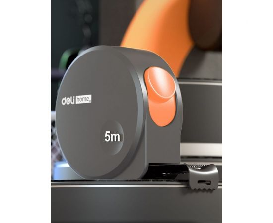 Рулетка DELI home series gray ht8519c 5мх19мм, эксклюзивный дизайн, корпус из софттач пластика, противоскользящая резиновая вставка, подарочная упаковка 112898 – изображение 6