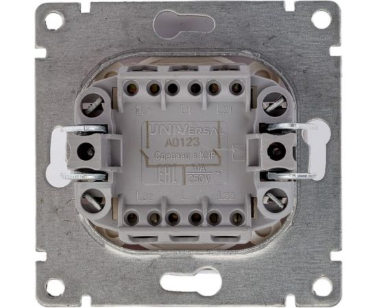 Двухклавишный выключатель UNIVersal с подсветкой серия афина, с/у, 10а, 220в, белый еврослот A0123 – изображение 3