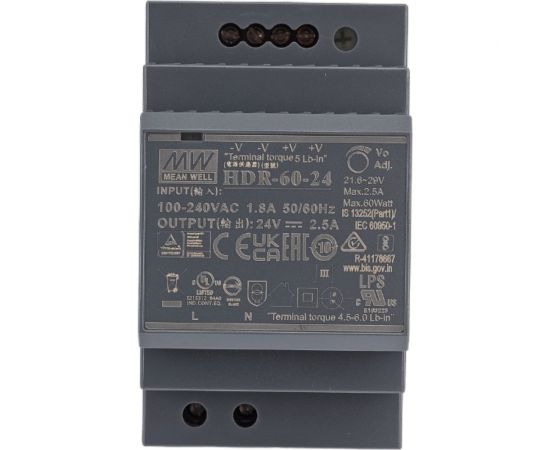 Источник питания Mean Well AC/DC HDR-60-24 60Вт Т02601703 – изображение 4
