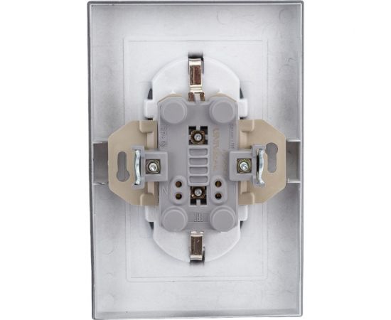 Двухместная розетка UNIVersal серия афина с/з, с/у, 16а, 220в, графит еврослот A0128-Gr – изображение 3