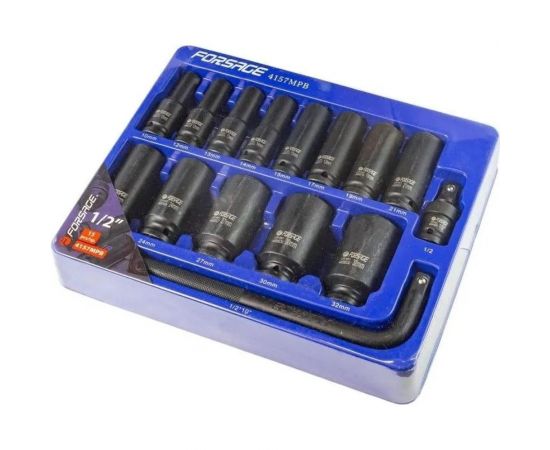 Набор ударных головок Forsage f-4157mpb 1/2, 15 предметов 52604 – изображение 4