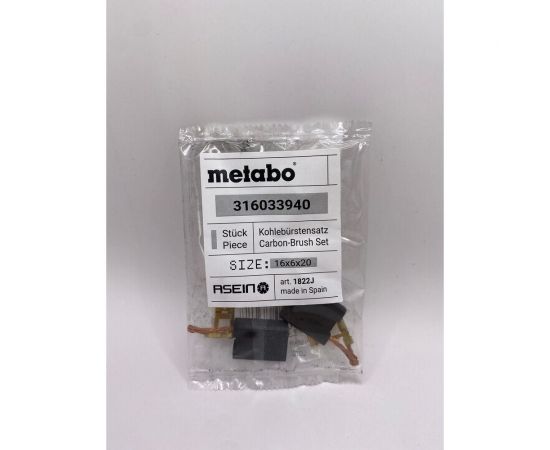 Комплект графитовых щеток 2 шт, Metabo, OEM 316033940/as Asein 1822J – изображение 2