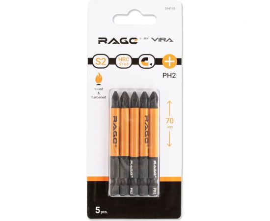 Биты магнитные PH2, 70 мм, 5 шт, S2 rage by VIRA 554165 – изображение 6