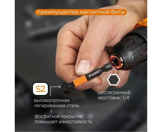 Биты магнитные PZ2, 50 мм, 2 шт, S2 rage by VIRA 554161 – изображение 3