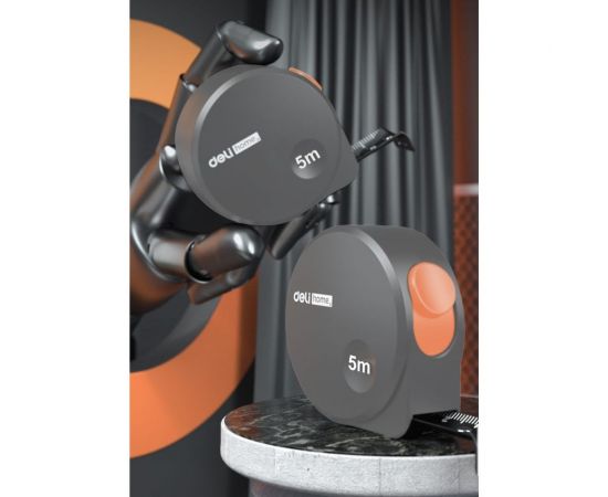 Рулетка DELI home series gray ht8519c 5мх19мм, эксклюзивный дизайн, корпус из софттач пластика, противоскользящая резиновая вставка, подарочная упаковка 112898 – изображение 3