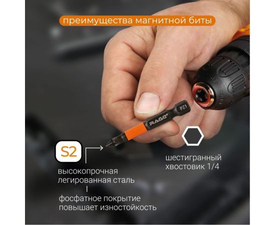 Биты магнитные PZ1, 50 мм, 10 шт, S2 rage by VIRA 554159 – изображение 4