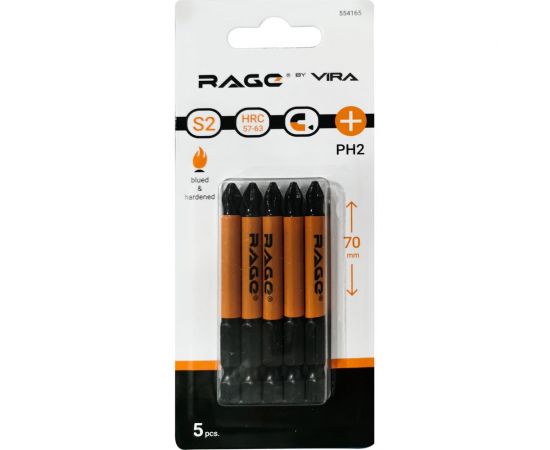 Биты магнитные PH2, 70 мм, 5 шт, S2 rage by VIRA 554165 – изображение 3